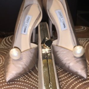 Jimmy Choo Tan Jacquard Pumps 40